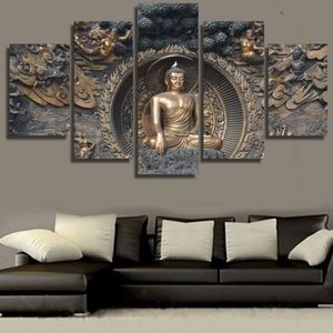 5 peice budha canvas